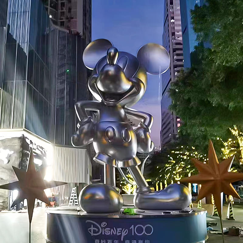 Escultura de mouse de mickey de fibra de vidrio grande al aire libre para espacios y jardines públicos